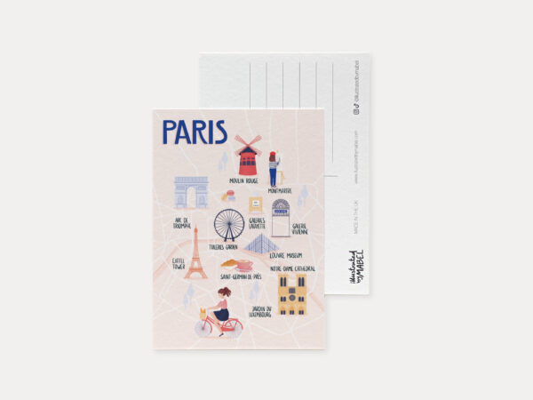 Map of Paris postcard