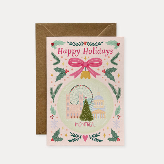 Montreal Christmas Card, travel Christmas card, Holiday card for traveler, Travel festive card, Greeting card, happy holidays card