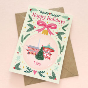 Tokyo Christmas Card, travel Christmas card, Holiday card for traveler, Travel festive card, Greeting card, happy holidays card