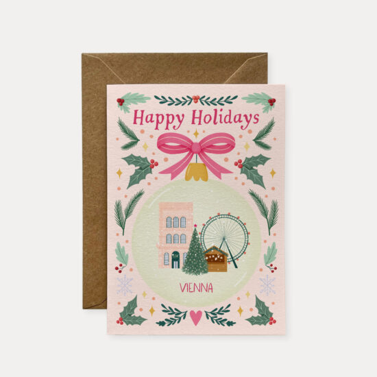 Vienna Christmas Card, travel Christmas card, Holiday card for traveler, Travel festive card, Greeting card, happy holidays card