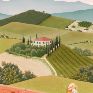 Val D'Orcia Tuscany illustration